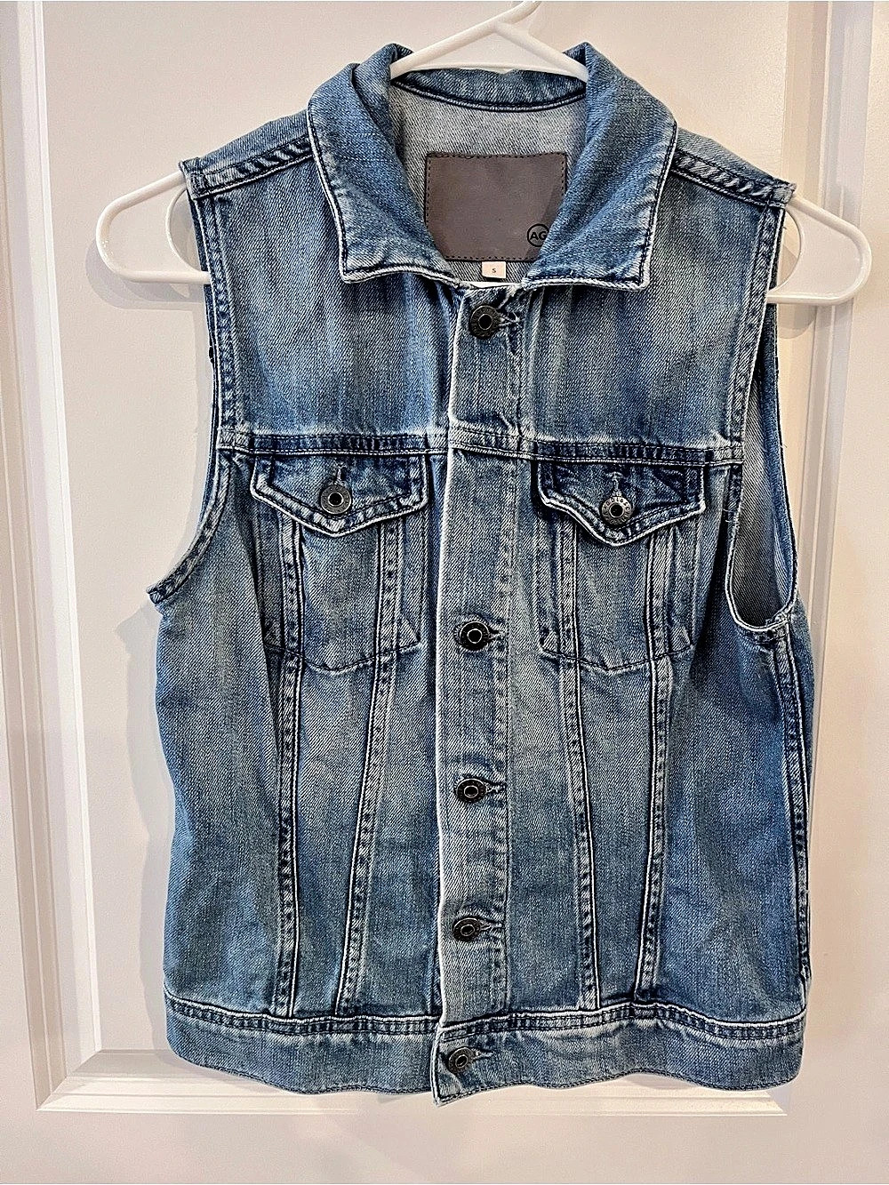 AG Adriano Goldschmied Light Wash Denim Vest Size S